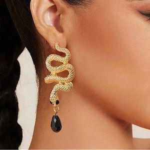 Beautiful Gold Snake Drop Earrings